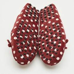 Pre Owned Tod's Burgundy/Pink Polka Dot Suede Driving Loafers Size 31