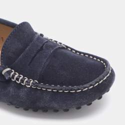 Pre Owned Tod's Navy Blue Suede City Gommino Loafers Size 31