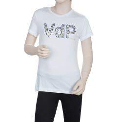 VDP White Swarovski Embellished Logo Tshirt 12 Yrs 