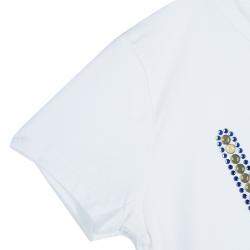VDP White Swarovski Embellished Logo Tshirt 12 Yrs 