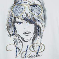 VDP White Swarovski Embellished Printed Tshirt 4 Yrs