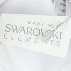 VDP White Swarovski Embellished Printed Tshirt 4 Yrs