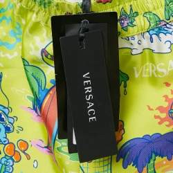 Versace Kids Green Medusa Sunnies Print Silk Shorts 10 Yrs