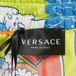 Versace Kids Green Medusa Sunnies Print Silk Shorts 10 Yrs
