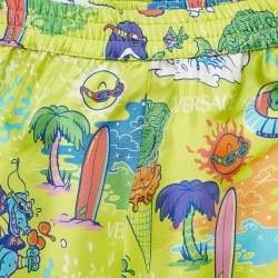 Versace Kids Green Medusa Sunnies Print Silk Shorts 10 Yrs