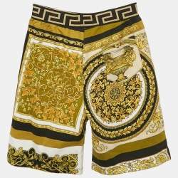 Versace Kids Yellow/Black Barocco Print Jersey Shorts 10 Yrs