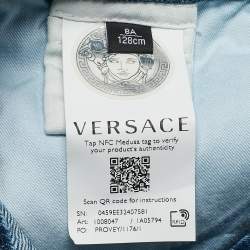 Versace Kids Blue Water Print Denim Shorts 8 Yrs