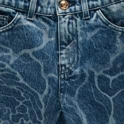 Versace Kids Blue Water Print Denim Shorts 8 Yrs