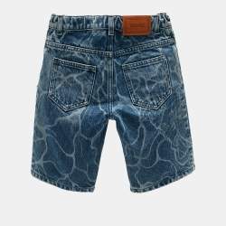 Versace Kids Blue Water Print Denim Shorts 8 Yrs