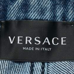 Versace Kids Blue Water Print Denim Shorts 8 Yrs