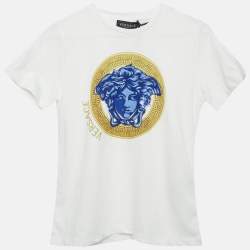 Versace Kids White Medusa Print Cotton Crew Neck T-Shirt 10 Yrs