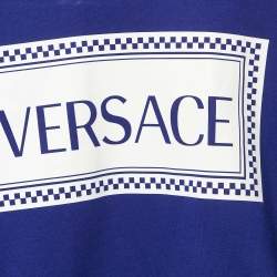 Versace Blue Logo Print Cotton Crew Neck Sweatshirt 10 Yrs