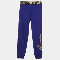 Versace Kids Blue Logo Print Cotton Knit Joggers 10 Yrs