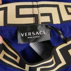 Versace Kids Blue Logo Print Cotton Knit Joggers 10 Yrs