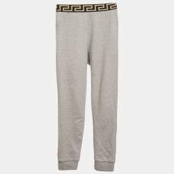 Versace Kids Grey Logo Waist Tape Detail Sweatpants 10 Yrs