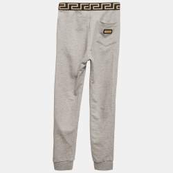 Versace Kids Grey Logo Waist Tape Detail Sweatpants 10 Yrs
