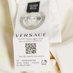 Pre Owned Versace Kids Yellow Barrocco Print Cotton Romper 12-18M