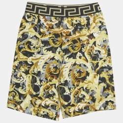 Pre Owned Versace Kids Yellow Barocco Print Cotton Shorts 10Yrs