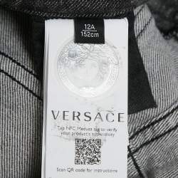 Pre Owned Versace Kids Grey Denim Shorts 12Yrs/Waist 28"
