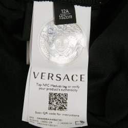 Pre Owned Versace Kids Black Printed Jersey Crewneck T-Shirt 12Yrs