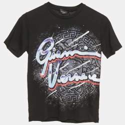 Pre Owned Versace Kids Black Printed Jersey Crewneck T-Shirt 12Yrs