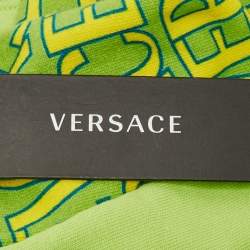 مملوكة مسبقًا Versace Kids Green Logo Print Fleece Shorts 6/9M 