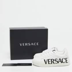 Versace White Leather Greca Sneakers Size 30