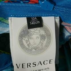 Versace Kids Multicolor/Blue Baroccofest Print Plisse Skirt 10 Yrs