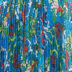 Versace Kids Multicolor/Blue Baroccofest Print Plisse Skirt 10 Yrs