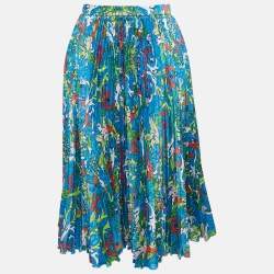 Versace Kids Multicolor/Blue Baroccofest Print Plisse Skirt 10 Yrs