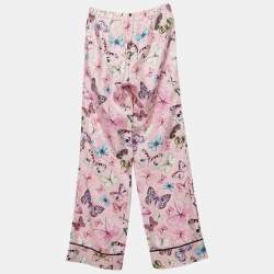 Versace Pink Butterfly Print Silk Trousers 10 Yrs 