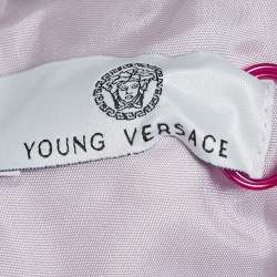 Versace Young Lilac Purple Floral Print Gabardine Pleated Party Dress M 
