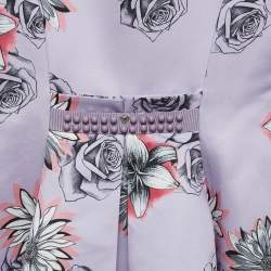 Versace Young Lilac Purple Floral Print Gabardine Pleated Party Dress M 