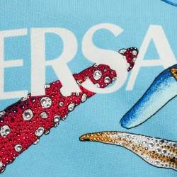 Versace Kids Pink/Blue Starfish Print Cotton Knit Hoodie 8 Yrs 
