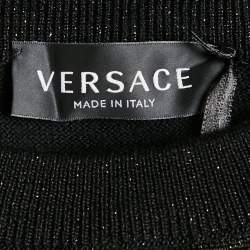 Versace Kids Black Lurex Knit Medusa Embellished Sweatshirt 8 Yrs 