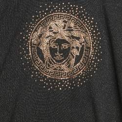 Versace Kids Black Lurex Knit Medusa Embellished Sweatshirt 8 Yrs 