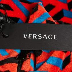 Versace Kids Orange Peel Logo Print Velvet Knit Zip-Up Sweatshirt 10 Yrs