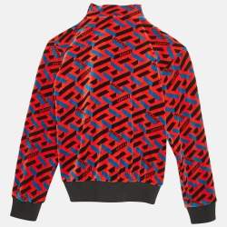 Versace Kids Orange Peel Logo Print Velvet Knit Zip-Up Sweatshirt 10 Yrs