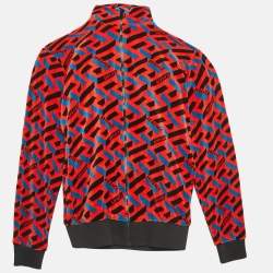Versace Kids Orange Peel Logo Print Velvet Knit Zip-Up Sweatshirt 10 Yrs