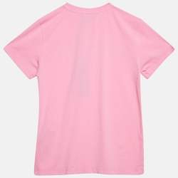 Versace Kids Pink Logo Studded Cotton Crew Neck T-Shirt 10 Yrs