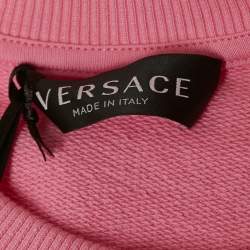 Versace Kids Pink Logo Print Cotton Crewneck Sweatshirt 10 Yrs