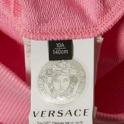 Versace Kids Pink Logo Print Cotton Crewneck Sweatshirt 10 Yrs