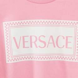 Versace Kids Pink Logo Print Cotton Crewneck Sweatshirt 10 Yrs