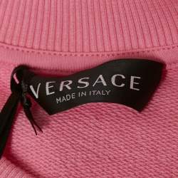 Versace Kids Pink Logo Print Cotton Crewneck Sweatshirt 12 Yrs