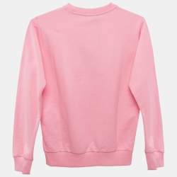 Versace Kids Pink Logo Print Cotton Crewneck Sweatshirt 12 Yrs