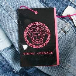 Pre Owned Young Versace Blue Denim Skinny Jeans XXL (16-18 Yrs) Waist 26"