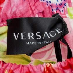 Pre Owned Versace Kids Pink Floral Print Cotton Mini Skirt 12/18M