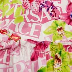 Pre Owned Versace Kids Pink Floral Print Cotton Mini Skirt 12/18M