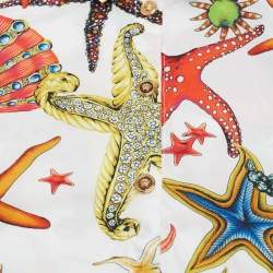 Pre Owned Versace White Sea Animals Printed Cotton Button Front Top 8 Years