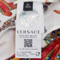 Pre Owned Versace White Sea Animals Printed Cotton Button Front Top 8 Years
